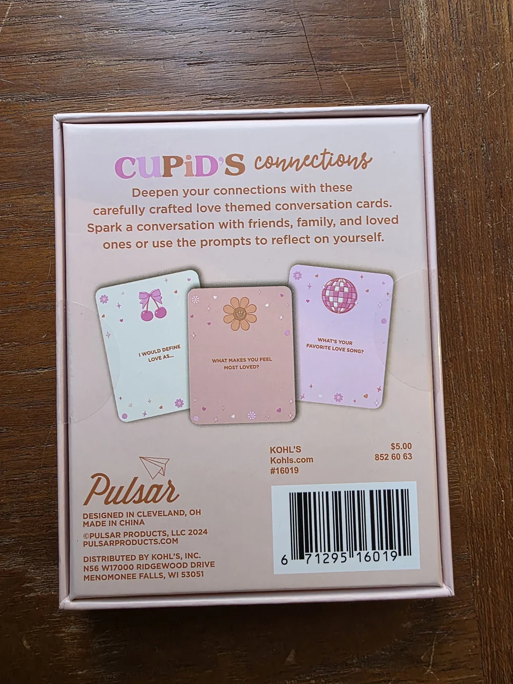 Pulsar Cupid's Connections Pink and Gold Conversation Cards